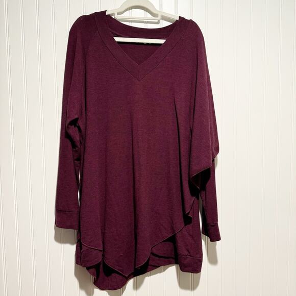Soft Surroundings Madeline Tunic Sweater Layered Purple Windsor Wine Size 1X - Picture 2 of 7